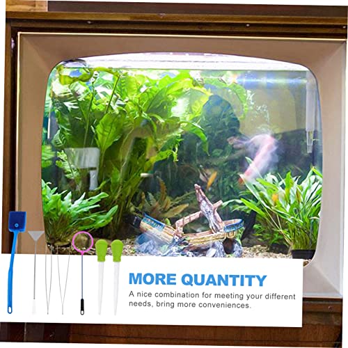 GALPADA 7pcs Aquarium Cleaning Tool with Stainless Steel Tweezers Brush and Fishing Net for Fish Tank Maintenance and Aquascaping