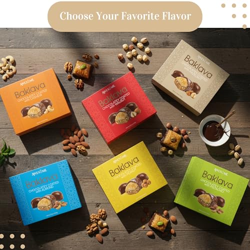 Baklava Pastry with Hazelnut | Chocolatey Coated Turkish Baklava | 9.51 oz (270 g) | Baklava Chocolate Gift Box, Premium Halal Snack, Elegant Ramadan & Eid Gift | Perfect for Parties, Family Gatherings, Corporate Events, or Festive Celebrations (Hazelnut)