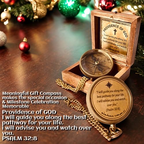 Divine Path Engraved Compass - I Will Guide You - Psalm 32:8" Quote | Inspirational Gifts for Men Women, Uplifting Spiritual Heavenly Faith Gift Boys Girls - style: Providence Of God