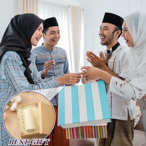 Baquler Ramadan Flameless Candles Projector Light Eid Mubarak LED Candle Battery Operated Star Moon Night Light with Remote and Timer Eid Mubarak Electric Gifts Ramadan Decoration for Home Room Decor - style: Mubarak