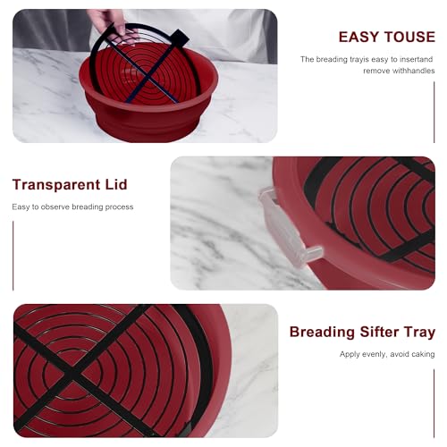 Collapsible Batter Bowl - Breading Bowl Shaker with Lid, Red - color: Red