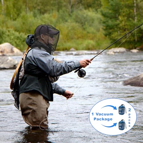 South to East Premium Mosquito Head Net for Insect 2 Pack, Ultra Clear View | Extra Fine Holes, Chemical-Free Fly & Bug Protection for Camping, Hiking, Fishing, Safari, Fit All Hats for Men & Women - color: Coal-black