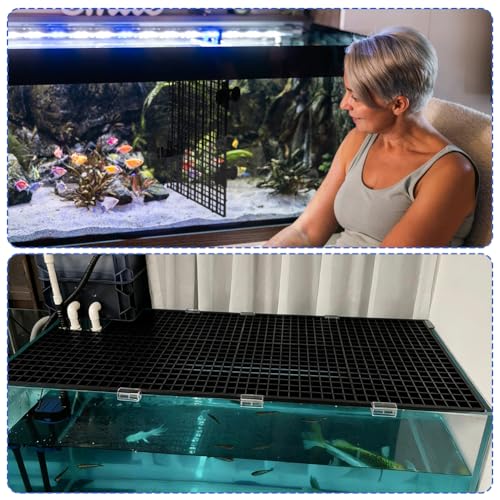Aquarium Bottom Isolation Set 12Pcs Plastic Fish Tank Bottom Isolation Board with 20Pcs Grid Separator Base 20Pcs Nylon Cable Ties 6 Bags Plate Suction Cup Buckle and 32Pcs Cover Bracket