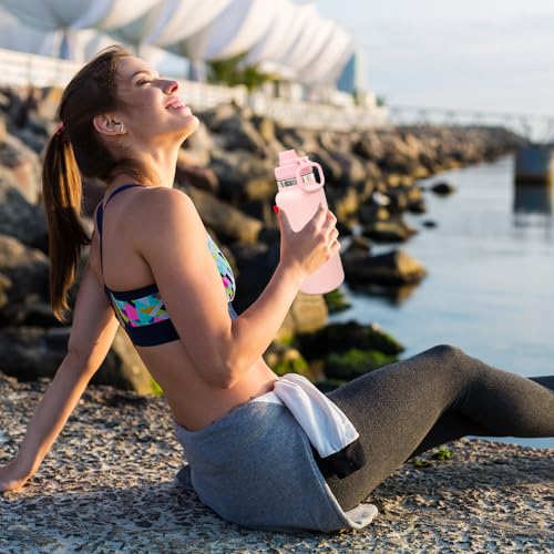 32 oz Insulated Water Bottle with Spout Lid - Double Wall Vacuum Sports Water Bottle - Powder Coated Cup for Gym Camping Hiking(Pink,1 pack) - color: Pink