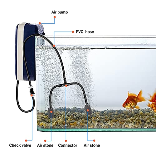 Aquarium air Pump Accessories Set-9.84/26.25/101.71 feet Aquarium Airline tubing Hose,Check valves,air Stones and connectors of I,L,T Shape (101.71feet Hose 12stone 12check Valve 18connector) - size: 101.71feet hose 12stone 12check valve 18connector