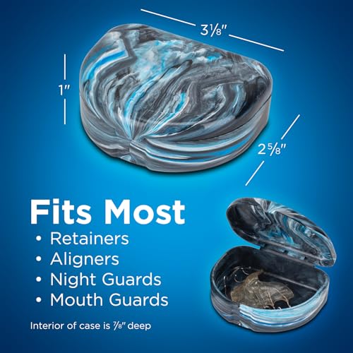 Practicon Glacier Marble Retainer Cases, Clear Aligner Case, Dental Orthodontic Retainer Boxes, Mouth Guard Holder, 6 Pack - color: Glacier