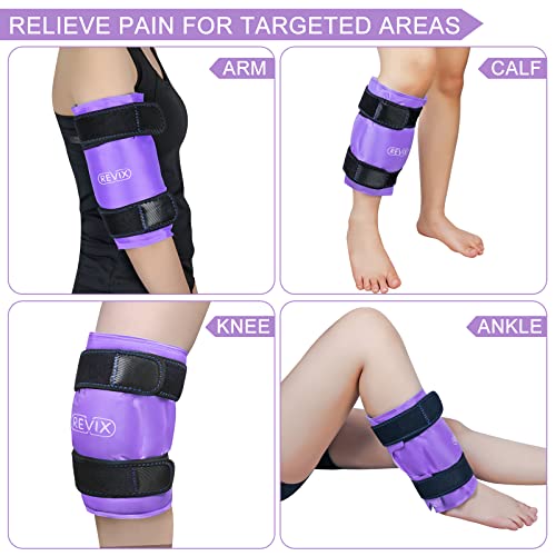 REVIX XL Knee Ice Wrap Around Entire Knee, Gel Ice Pack for Muscle Ache, Cold Pack to Reduce Discomfort and Promote Flexibility, Soft Plush Linings, Purple (Pack of 2) - size: XL (Pack of 2), style: Purple-XL