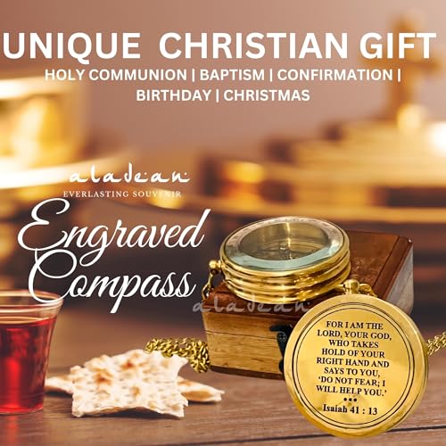 Divine Path Finder Compass - Isaiah 41:13 Quote Engraved Inspirational Gift of Heavenly Guidance Uplifting Appreciation Gifts