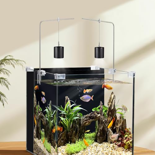 Totority Aluminum Alloy Fish Tank Light Holder, Adjustable Aquarium LED Lighting Stand Kit, Anti-Rust Hanging Bracket Support for Planted Tanks & Aluminum Decorations, Silver
