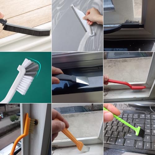 21Pcs Window Gap Crevice Cleaning Tools, Small Cleaning Brush | Ideal for car glass, window & door tracks, bathroom sinks, mirrors, window sills, sliding doors and shower door tracks