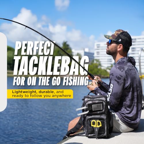 Beyond Fishing Tackle Backpack- The Voyager Tactical Fishing Storage Bag - Lightweight & Compact Bag For Fishing - color: Black Onyx
