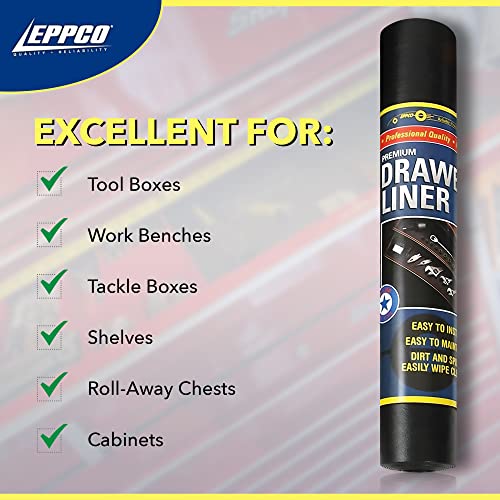 EPPCO Enterprises Tool Box Drawer Liner 18-inch Wide x 72” Long Non-Slip Tools Chest Mat, Black - size: 18"W x 72"L