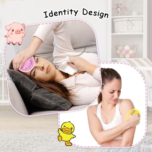 Ice Packs for Injuries Reusable 2 Packs Cold or Warm Compress Cold Packs for Injuries with Strap for Neck Head Fever Wisdom Teeth Recovery First Aid 4.9 Inch - style: Pig + Duck