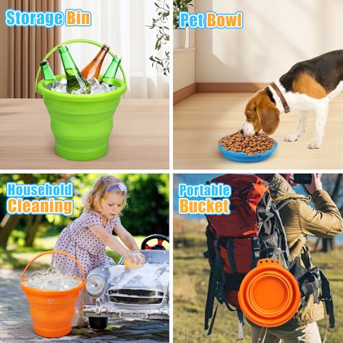 Collapsible Bucket Sandbox Kit Toys for Kids, Foldable Bucket Multi Purpose Sand Pail for Garden Planting Washing Camping Fishing, Beach Essential Travel Toys Summer Activity, Easter Egg Bucket Gift - color: Orange