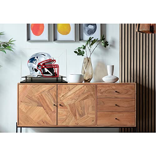 Football Helmet Display Case Full Size,Acrylic Helmet Display Case Black Acrylic Base,Self-Assembly Helmet Display Box Protection Holder Dustproof Sports Collectibles Storage Showcase - size: 14.2x11x12.6 inch