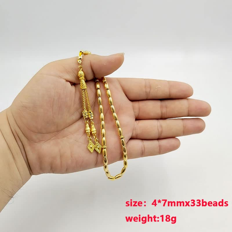 ALBASHAN Tasbih Metal gold Color 4x7mm 33 beads muslim Rosary paryer bracelet islamic gift turky Style Jewelry