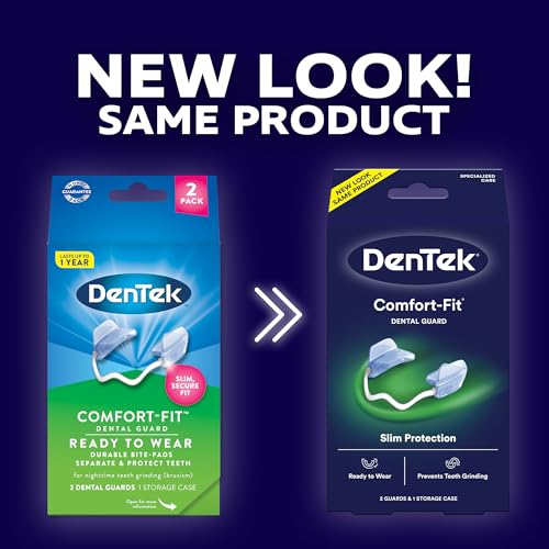 DenTek Comfort-Fit Dental Guard, 1 Storage Case & Pack of 2 Guards | FDA-Cleared Mouth Guard, For Grinding Teeth at Night, Ready to Wear & Adjustable, Non-Bulky Bite Pads, Slim Protection