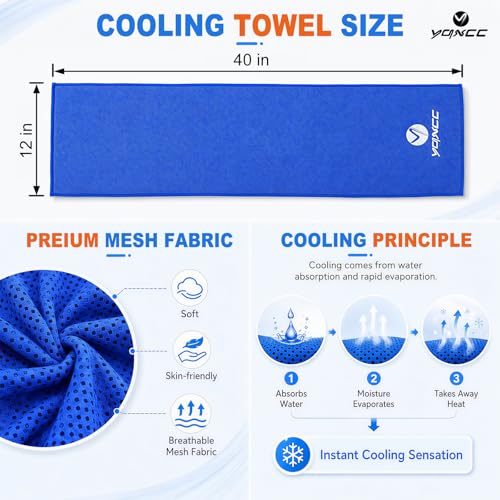 YQXCC 4 Pack Cooling Towels 40"x12", Cool Ice Towels for Neck & Face | Cooling Neck Wraps, Soft Breathable Microfiber Chilly Towels, Ideal for Gym, Yoga, Golf, Running, Camping & Hot Weather - color: Dark Blue, Light Blue, Light Gray, Purple