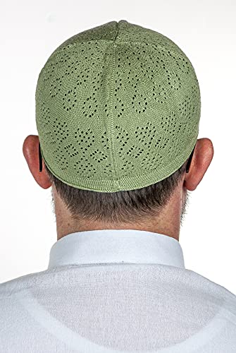 ihvan online Turkish Muslim Knitting Kufi Hats for Men, Taqiya, Takke, Peci, Islamic Caps, Islamic Gifts, Standart Size - color: Pistachio Green