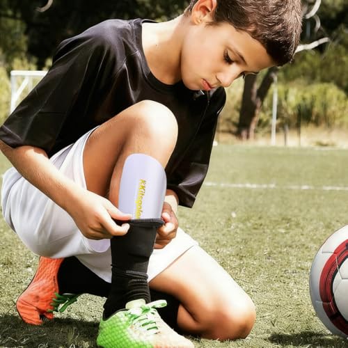 Soccer Shin Guards for Youth Adults, Protective Soccer Equipment for Football, Lightweight Reinforced Shin Guards - color: White