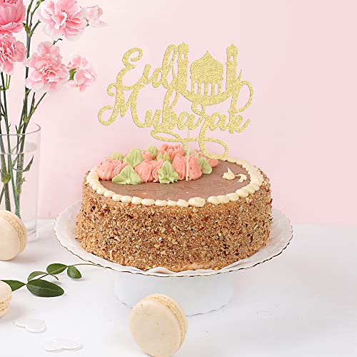 1 Pack Eid Mubarak Cake Topper Gold Glitter Moon Star Hajj Eid Cake Picks Islamic Muslim Festival Ramadam Kareem Party Cake Decorations Supplies - color: Gold-4