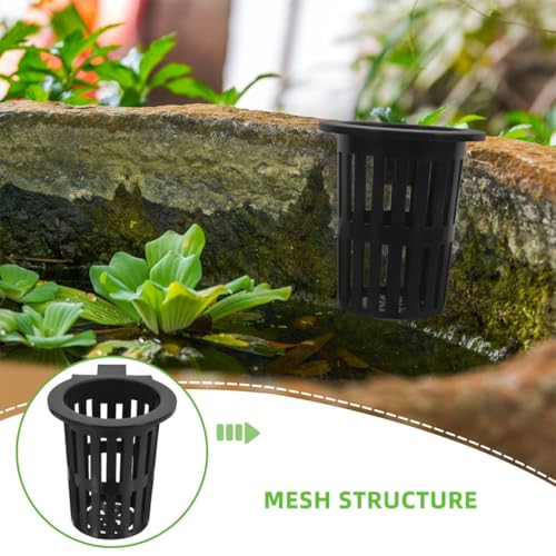 6pcs Hanging Hydroponic Basket Set for Fish Tank and Pond Plants – Small Round Black Plastic Mesh Net Pots (20-40mm) Wall-Mounted Planters for Aquatic Gardening and Balcony Decor