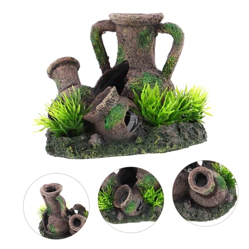 INOOMP Aquarium Cave Decorations: Fish Tank Resin Vase Jar Jug Sunken Ornament Landscaping Saltwater Freshwater Small Medium Fish Garden Pond Ornaments