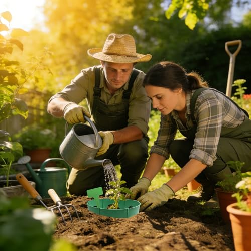 36 Pcs Planting Grow Rings Adjustable Plant Support Rings ,Interlocking Garden Plant Ring,Included 30pcs Plant Labels,Spliceable Green Garden Rings for Plant Support and Soil Moisture Retention