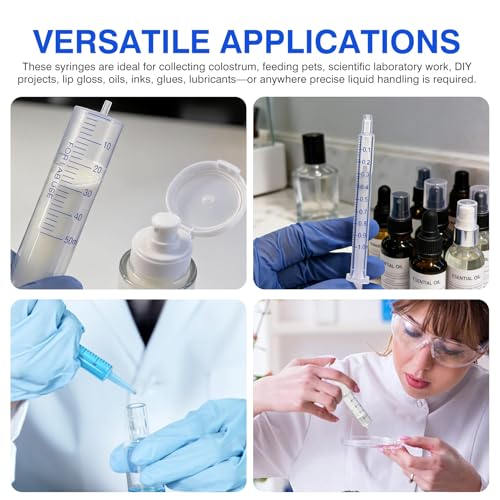 50ml Plastic Syringe, luer slip syringe, Used in Scientific Laboratories, Liquid refilling, DIY Crafts, Scientific Labs, 12/PK - size: 50ML