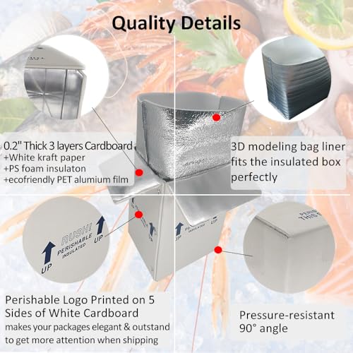 7x6x10'' Small Insulated Shipping Boxes with Bag Liners, Styrofoam Cold Mailer, Foam Cooler Containers, for Shipping Packaging Perishable Frozen Cold Food, and More (4 Pack) - size: 7x6x10''