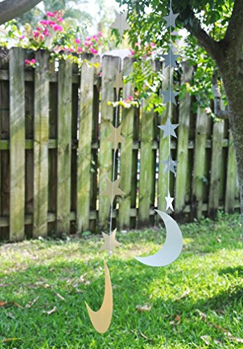 Zaffron Silver and Gold Crescent Moon Hanging Eid Decorations (4 Pack)