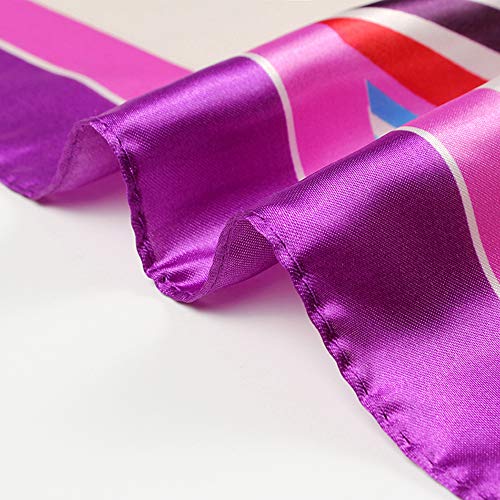 QBSM Womens 23.6 inch Satin Silk Feeling Formal Square Neck Scarf Head Hair Wraps Kerchief - color: Curling Ribbon-rose