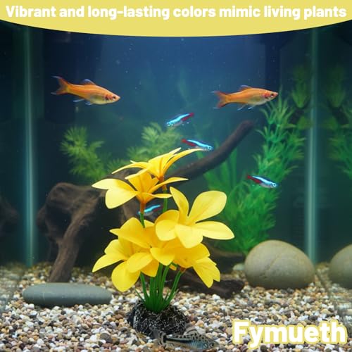 Silk Plants for Fish Tank, 2 Silk Aquarium Plants for Betta Fish, Compact 2x3x6 Inch Design with Realistic Stone Base, Functional Resting Spots for Small Tanks and Reptile Habitats