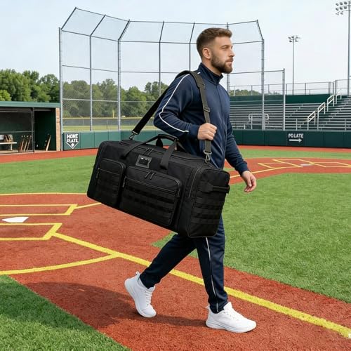 135L Large Duffle Bag, Heavy Duty Duffle Bag for Travel, Extra Large Sports Gym Equipment Bag for Soccer Baseball Basketball Hockey Football, Black - color: Black