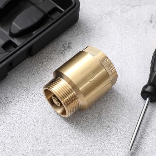 Zonon 2 Pcs 1-1/4 Inch Check Valve One Way Brass Non Return in Line Check Valve with Backflow Prevention NPT Male in FNPT out for Garden Hose Well Pumps Irrigation Systems Chemical Industry - size: 1-1/4 Inch