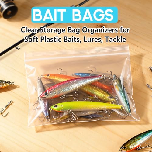 6" x 4" Zip Bags, 4 Mil Heavy Duty Bait Bags Clear Plastic Zipper Lock Sleeves, Pack of 100
