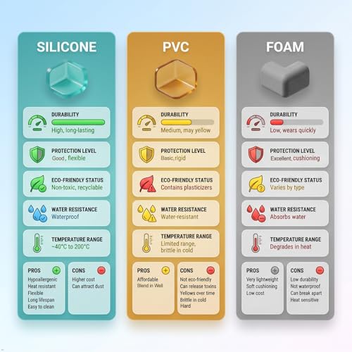 Food-Grade Silicone Clear Corner Protector Baby Proofing Furniture Guard | 4 Count, Pre-Taped Adhesive, Flexible Table Cabinets Counter Edge Bumper, Kids Child Safety Proof, 5/8" Depth - size: 5/8x5/8 in (Width)