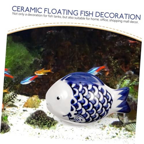 GARVALON 2pcs Aquarium Floating Animal Craft Adorable Ceramic Fish Statue for Fish Tank Decoration Lightweight Easy to Maintain Stunning for Home Office Decor