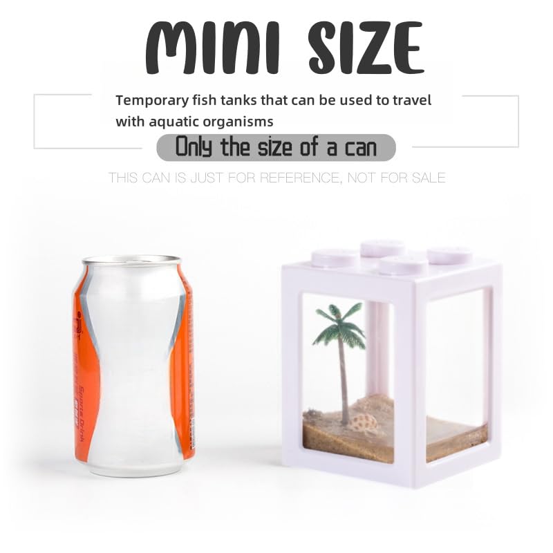Mini Sea Monkey Tank, Stackable Aquariums for Fairy Shrimp Eggs Moss Balls, 0.25 Gallon Temporary Betta Fish Tank, Ant Feeding Case, Small Reptile Tank - color: White