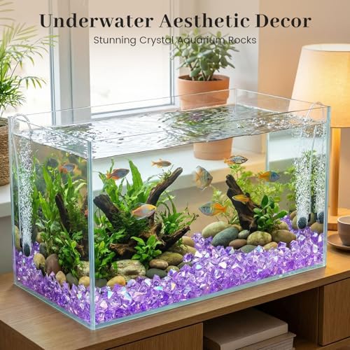 DomeStar 550 PCS Small Iridescent Fake Ice Rocks, Purple Acrylic Crystals | Gems for Vases Fillers, Table Scatter, Tables Centerpieces, Wedding Centerpieces, Fish Tank Craft Supplies (0.4 * 0.6) - color: Bright Purple