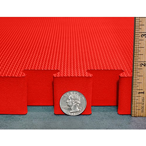 Meister X-Thick 1.5" Interlocking EVA Foam Mats - RD - 16 Tiles (64 Sqft) | Extra-thick 2X cushioning w/ anti-slip grip. 2' x 2' puzzle mats for wrestling, MMA, gymnastics, home gyms and play areas - color: Red, size: 16 Tiles (64 Sqft)
