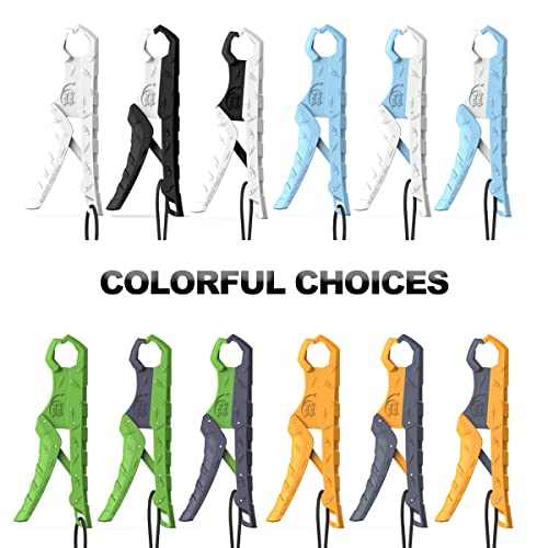 7.5'' Floating Fish Gripper, Fishing Grabber | Catfish Mouth Pliers, Caught Bass Holder, Fish Scale Hook Clamp, Saltwater Lip Grip Tool with Lanyard, Gifts for Men - color: White-black