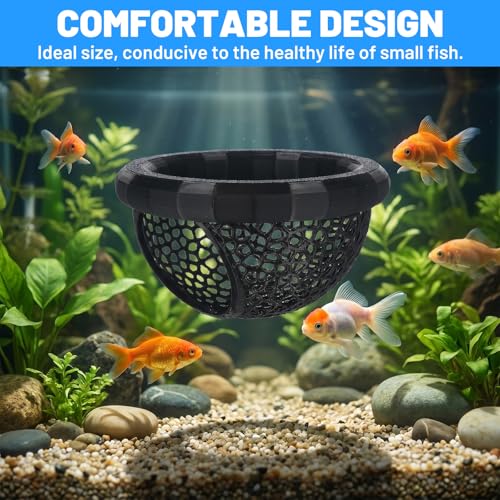 2Pcs Floating Betta Hammock & Shrimp Cave, 3D Printed Aquarium Decor with Feeding Ring in 2 Sizes, Betta Fish Hammock for Shrimp & Small Fish, Fishes Tank Accessories (Black)