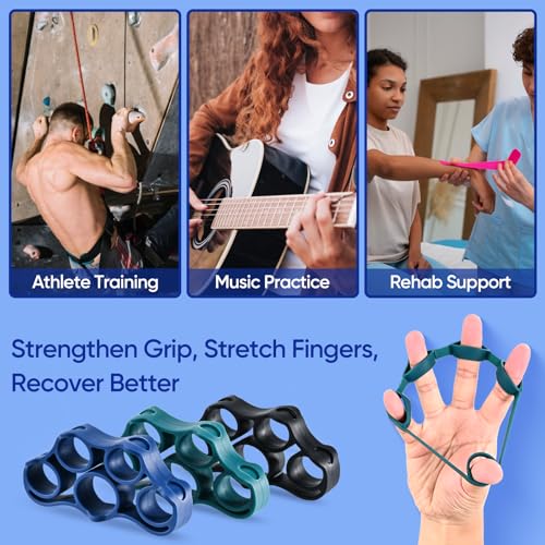 FitBeast Grip Strength Trainer โ 6 Pieces Hand Therapy Kit with Finger Extension Exerciser & Stress Balls for Adults, Rehab & Strength Training โ for Men, Women, and Seniors - color: 6-Piece Cool Tones