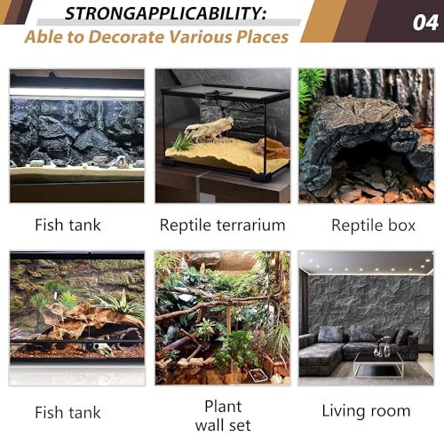 23.6x17.7in Rock Terrarium Background,3D Reptile Tank Background Board,Amphibian Stereo Backdrop Wall,Lizard Snake Gecko Spider Turtle Fish pet silo Background Decorative Panel(Yellow) - color: yellow-23.6"* 11.8"(1pcs)