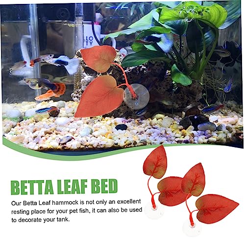 Yardwe 2pcs Betta Leaf Pad Hammock for Fish Tank Comfortable Resting Place and Aquarium Decoration Cup Design for Betta Spawning and Habitat