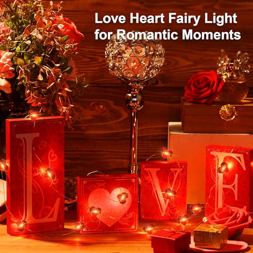 Valentine's Day Red Heart Fairy Lights 7Ft 20 LED Twinkle 3 Modes String Lights Battery Operated Waterproof Firefly Starry for Mason Jar Party Wedding Valentines Mother's Day,4 Pack - color: Red, size: 4