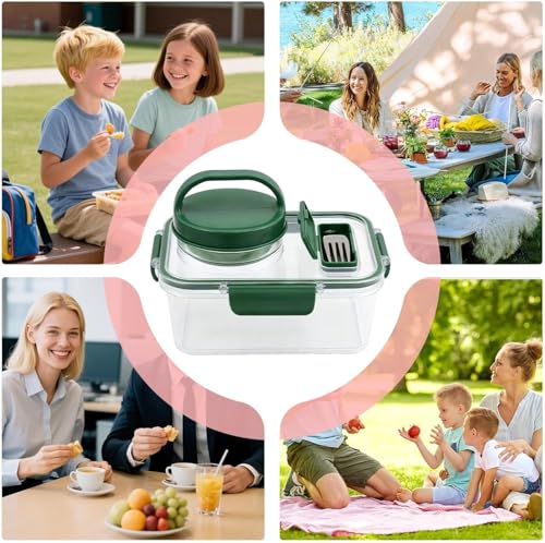 Leakproof 1000ML Salad Container with Dressing Cup & Fork | Dishwasher Safe Airtight Salad Pod & Lunch Box for Office, Travel & Picnic