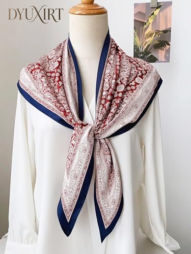 Triangle Shawls Scarf Head Hair Neck For Women Scarves Fashion Silk Feeling Lady Lightweight 51 * 23.6inch - color: K11-red and White Small Patterns(51*23.6inch)