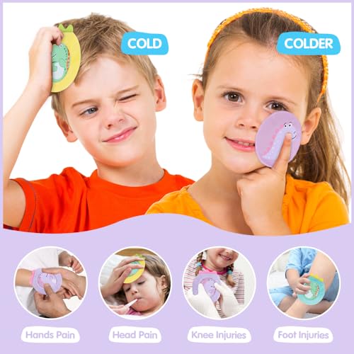 Hilph Kids Ice Packs for Boo Boos, 3 Pack Reusable Gel Hot Cold Packs for Toddlers and Babies, Cute Soft Plush Cover with Hot Cold Compress Pack for Pain Relief, Bump, Bruise, First Aid (Dinosaur) - style: C-3 Sleeve Dinosaurs